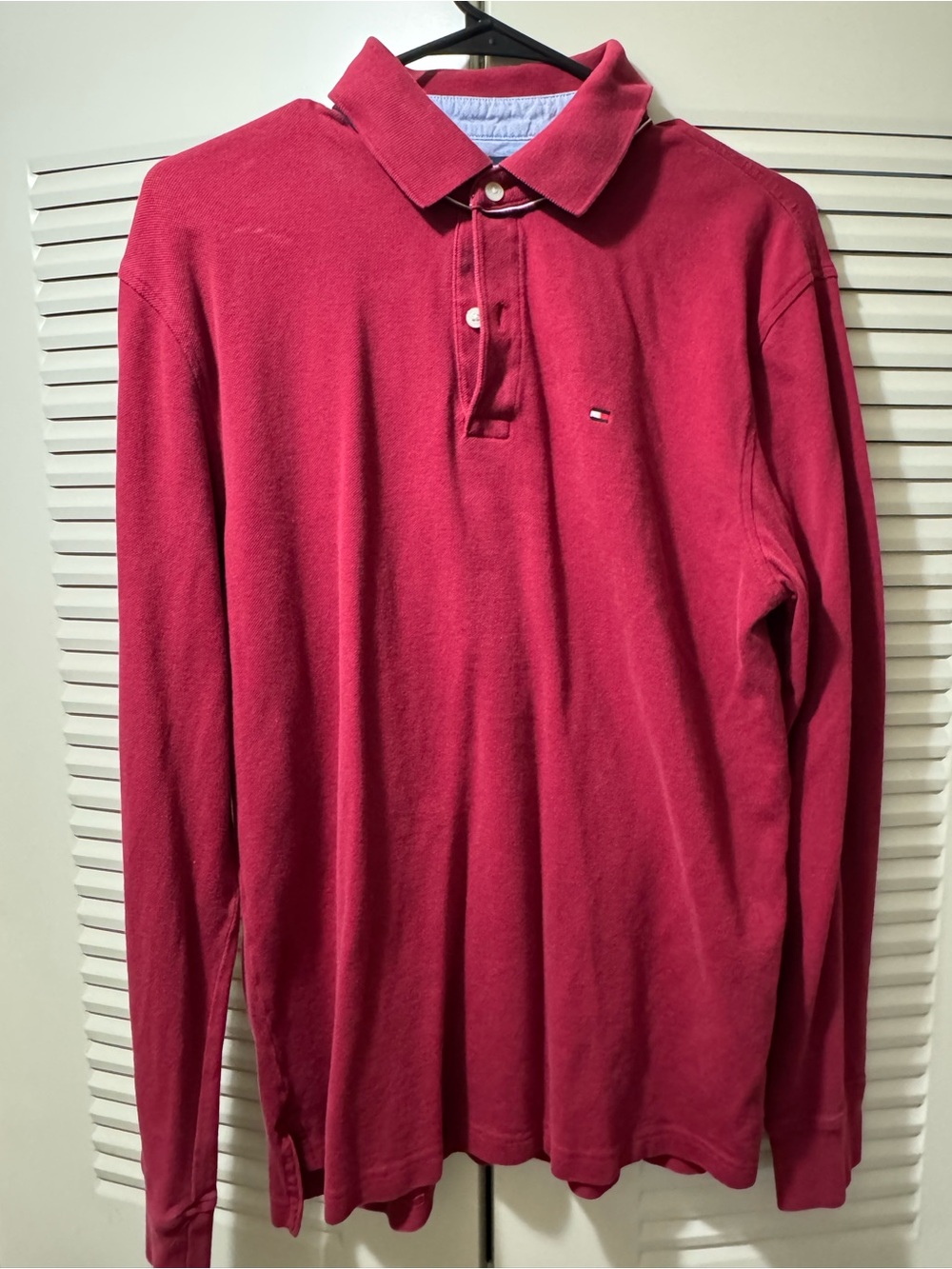 Tommy Hilfiger Long-Sleeve Polo in Deep Red